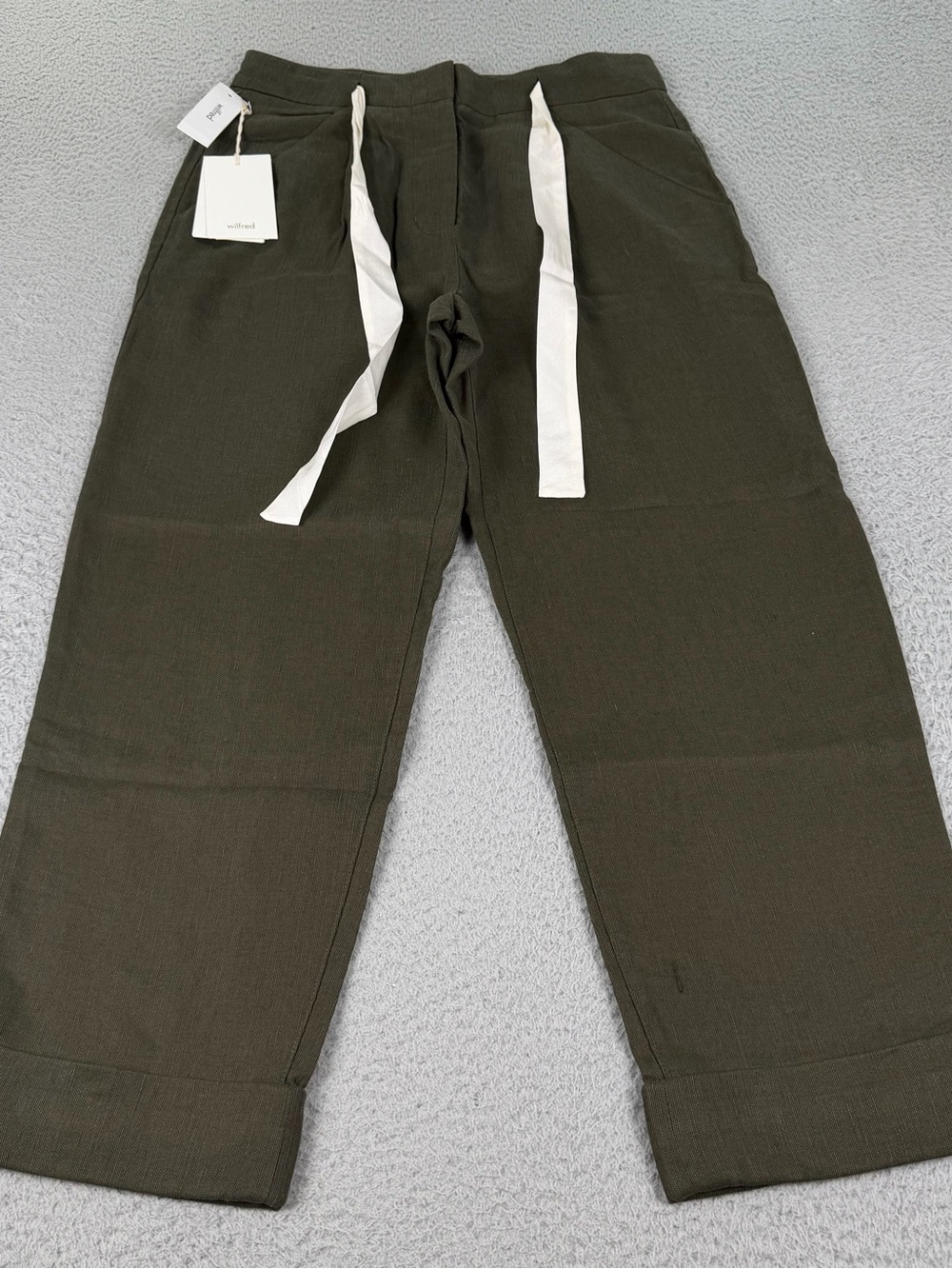 Wilfred Pants Womens 2 Green Allant Cropped Front Tie Waist Casual Preppy Ladies